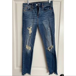 GAP Mid Rise Distressed True Skinny Ankle Jeans